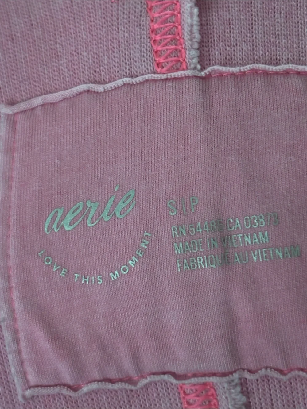 aerie  Sustainable  Real Good apparel textured Pink V-Neck Sweatshirt Pullover